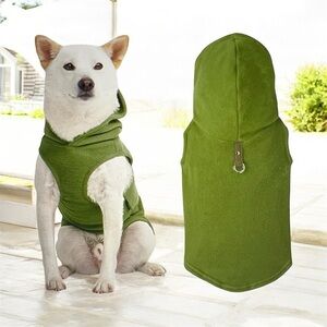 Gooby Fleece Vest Hoodie Dog Sweater - Green, Medium NWT